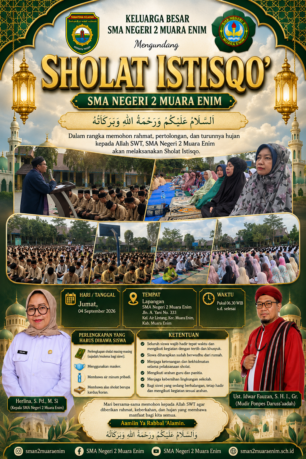 SMA Negeri 2 Muara Enim Laksanakan Sholat Istisqo Mohon Hujan di Tengah Kemarau